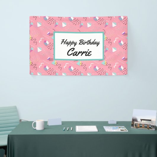 Fun roze 1990-videokaart Throwback Spandoek (Beurs)