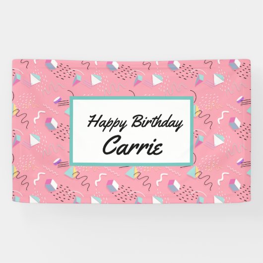 Fun roze 1990-videokaart Throwback Spandoek (Horizontaal)