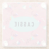 Fun Roze 90s Retro Graphics Glazen Onderzetter (Achterkant)
