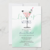 Fun roze cocktailwitten Halloween vrijgezellenfees Kaart (Voorkant)