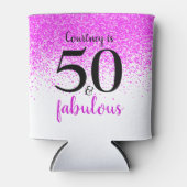 Fun roze confetti 50 en geweldige douanenaam blikjeskoeler (Voorkant)