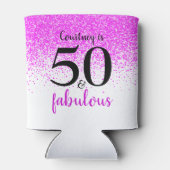 Fun roze confetti 50 en geweldige douanenaam blikjeskoeler (Achterkant)