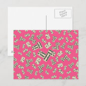Fun roze domino-patroon briefkaart (Voorkant / Achterkant)