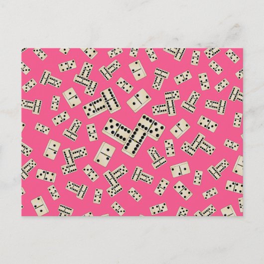 Fun roze domino-patroon briefkaart (Voorkant)