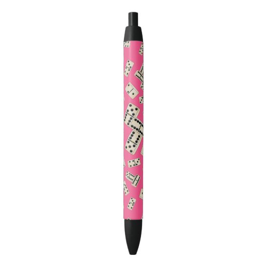 Fun roze domino-patroon zwarte inkt pen (Voorkant Verticaal)