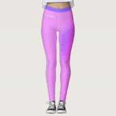 Fun roze en Paarse strepen met Jouw naam op roze Leggings (Voorkant)
