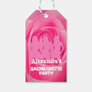 Fun roze feestmeisjes gepersonaliseerd bachelorett cadeaulabel
