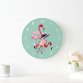 Fun roze flamingo waterverf illustratie grote klok (Huis)