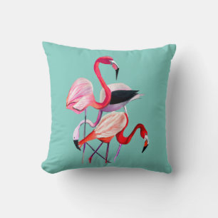 Fun roze flamingo waterverf illustratie kussen
