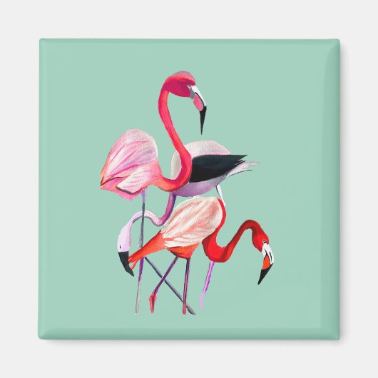 Fun roze flamingo waterverf illustratie magneet (Voorkant)