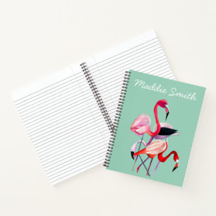 Fun roze flamingo waterverf illustratie notitieboek