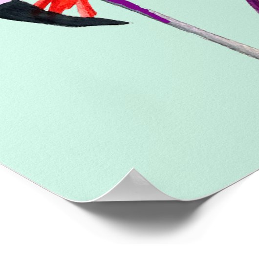 Fun roze flamingo waterverf illustratie poster (Hoek)