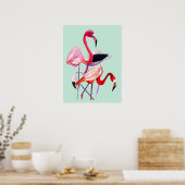 Fun roze flamingo waterverf illustratie poster (Keuken)