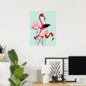 Fun roze flamingo waterverf illustratie poster (Thuiskantoor)