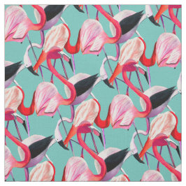 Fun roze flamingo waterverf illustratie stof