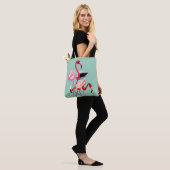 Fun roze flamingo waterverf illustratie tote bag (Op model)