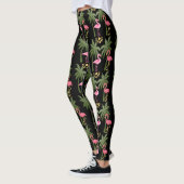 Fun! Roze flamingos en palmbomen op zwart Leggings (Links)