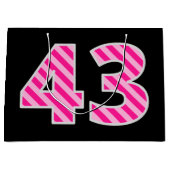 Fun roze gestreept "43"; Happy 43rd Birthday; Naam Groot Cadeauzakje (Voorkant)