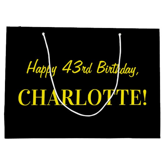 Fun roze gestreept "43"; Happy 43rd Birthday; Naam Groot Cadeauzakje (Achterkant)