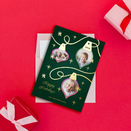 Fun roze & Green Neon Fotokerstsieraden Folie Feestdagenkaart