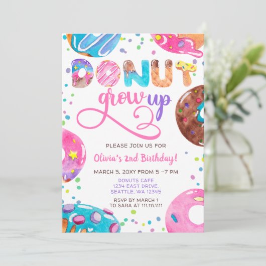 Fun roze paarse blue donuts verjaardagsfeest kaart (Staand voorkant)