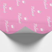 Fun roze prinses kroon baby shower inpakpapier (Hoek)