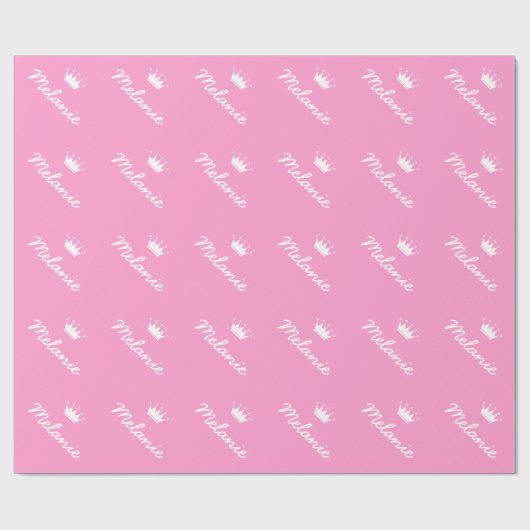 Fun roze prinses kroon baby shower inpakpapier (Vlak)