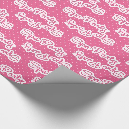 Fun roze spa party word art wrappaper cadeaupapier (Hoek)