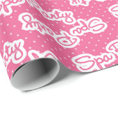 Fun roze spa party word art wrappaper cadeaupapier (Rol Hoek)