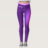 Fun. roze strepen met Jouw naam op diep Paars Leggings (Voorkant)