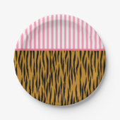 Fun. roze stripes en vingerafdruk papieren bordje (Voorkant)