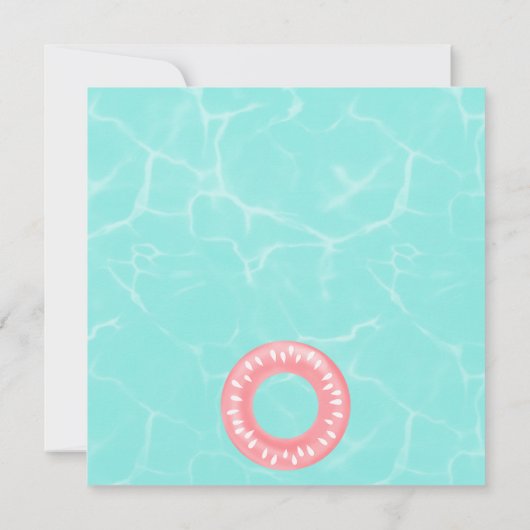 Fun roze watermeloen floater poolfeest kaart (Achterkant)