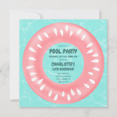 Fun roze watermeloen floater poolfeest kaart (Voorkant)