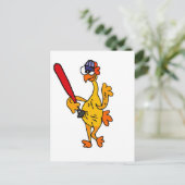 Fun Rubber Chicken Spel Baseball Cartoon Briefkaart (Staand voorkant)