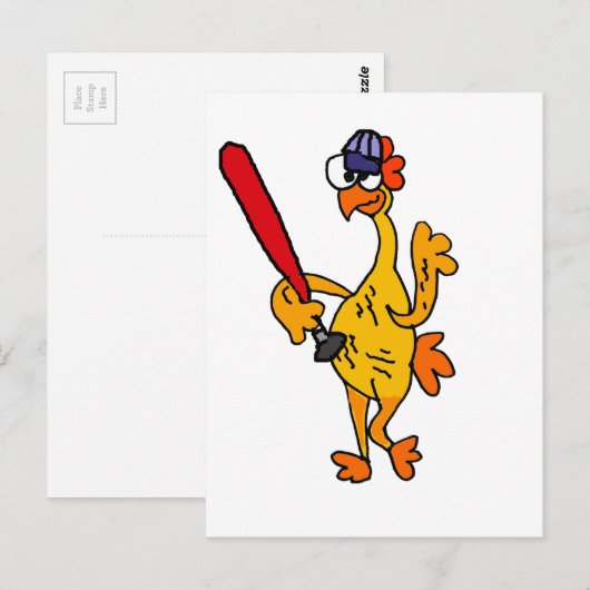 Fun Rubber Chicken Spel Baseball Cartoon Briefkaart (Voorkant / Achterkant)