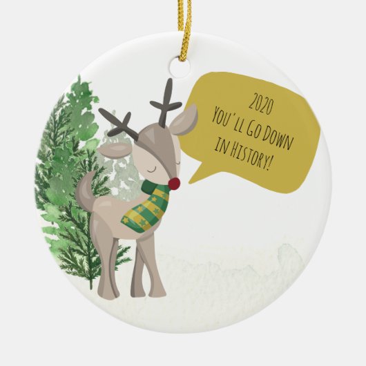 Fun Rudolph Reindeer Kerstmis Keramisch Ornament (Voorkant)