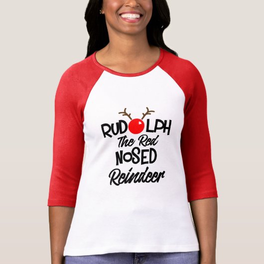 Fun Rudolph the Red Nosed Reindeer Xmas Graphic T-shirt (Voorkant)