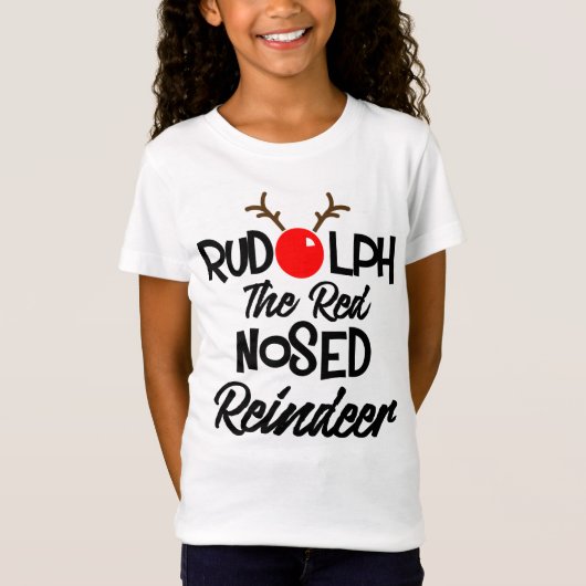 Fun Rudolph the Red Nosed Reindeer Xmas Graphic T-shirt (Voorkant)