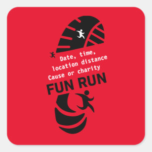 Fun Run Event Want Charity Promotion T-Shirt Coff Vierkante Sticker