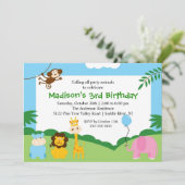 Fun Safari 1st Birthday Kaart (Staand voorkant)