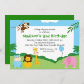 Fun Safari 1st Birthday Kaart (Voorkant / Achterkant)