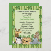 Fun Safari 1st Birthday Kaart (Voorkant / Achterkant)