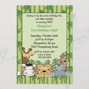 Fun Safari 1st Birthday Kaart