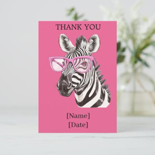 Fun Safari Animal Design - Zebra Bedankkaart (Staand voorkant)