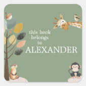 Fun Safari Animals Custom Bookplate Sticker (Voorkant)
