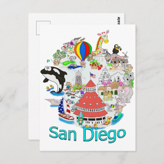 Fun San Diego Californië Briefkaart (Voorkant / Achterkant)