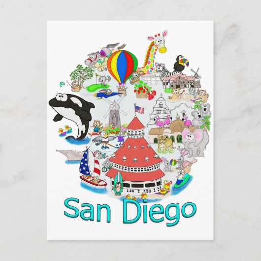 Fun San Diego Californië Briefkaart (Voorkant)