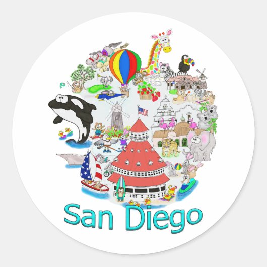 Fun San Diego Californië Ronde Sticker (Voorkant)