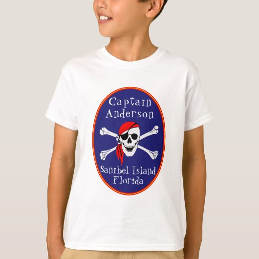 Fun Sanibel Island FL Pirate with Name Child T-shirt (Voorkant)