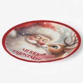 Fun Santa and Rudolph Christmas Dinner Plates Papieren Bordje (Gekanteld)